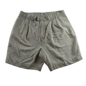 DOCKERS Shorts Men's Pleated Linen/Cotton Blend Chinos Slash Pockets Tan 38